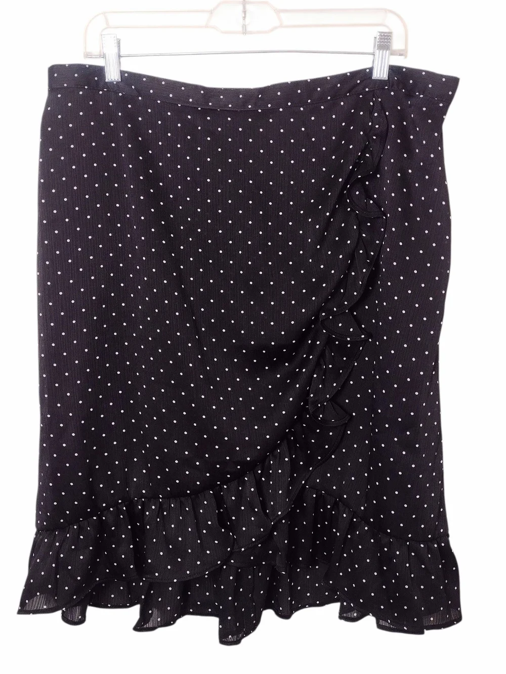 Old Navy NWT Polkadot Crinkle-Crepe Faux Wrap Ruffle Knee Length Mini Skirt XL
